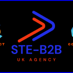 Ste-B2B UK Agency Logo Image Red Blue Black Bckgrnd