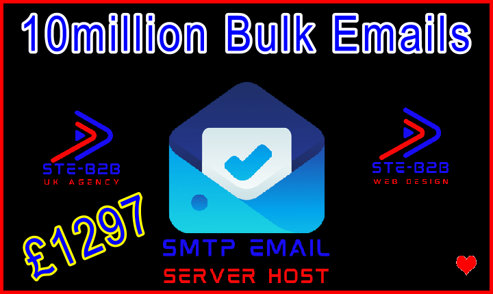 Ste-B2B SMTP Host 10million Emails 1297 GBP Banner Image Blue Red Black