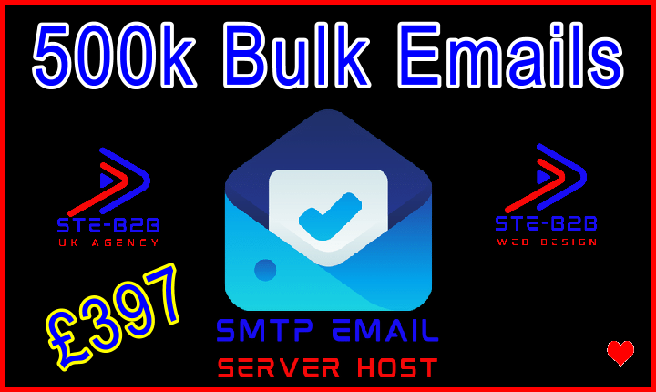 Ste-B2B SMTP Host Credits 500k 397 GBP Banner Image Blue Red Black