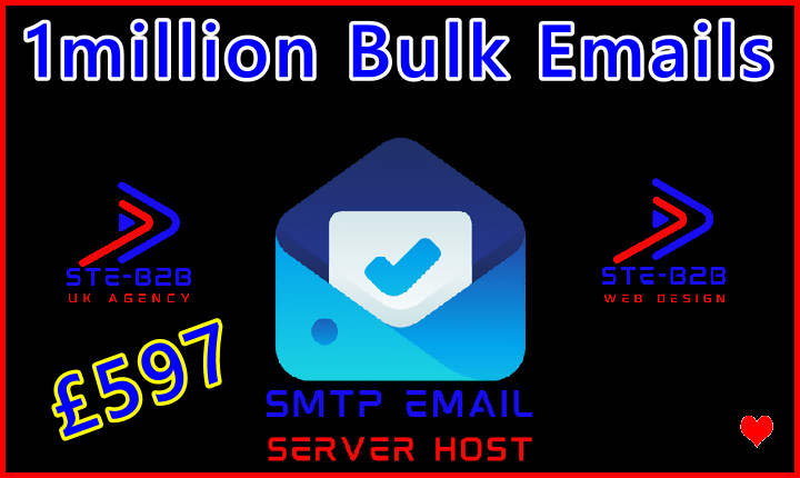 Ste-B2B SMTP Host Credits 1million 597 GBP Banner Image Blue Red Black