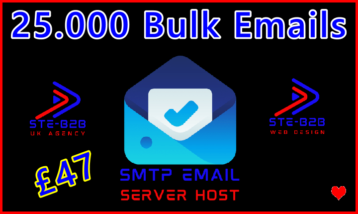 Ste-B2B SMTP Host Credits 25k 47 GBP Banner Image Blue Red Black