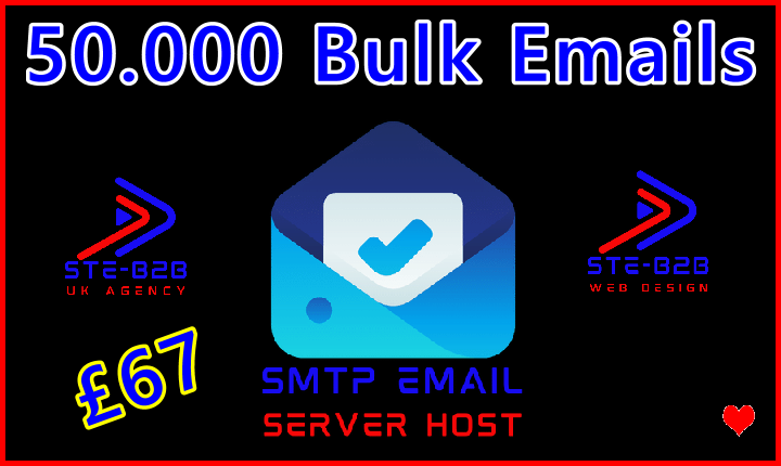 Ste-B2B SMTP Host Credits 50k 67 GBP Banner Image Blue Red Black