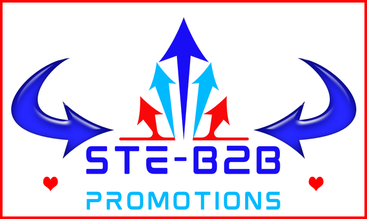 Image Logo Ste-B2B Promotions Split Arrow EDITed Royal Blue. Sky Blue Red