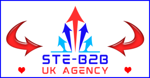 Ste-B2B Logo UK Agency Blue Red White Blue Border Ste-B2B Logo UK Agency Blue Red White Blue Border