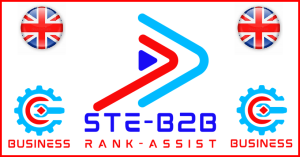 Ste-B2B Logo Image Rank-Assist Business 2 Business Image Sky Blue Red Vivid Blue